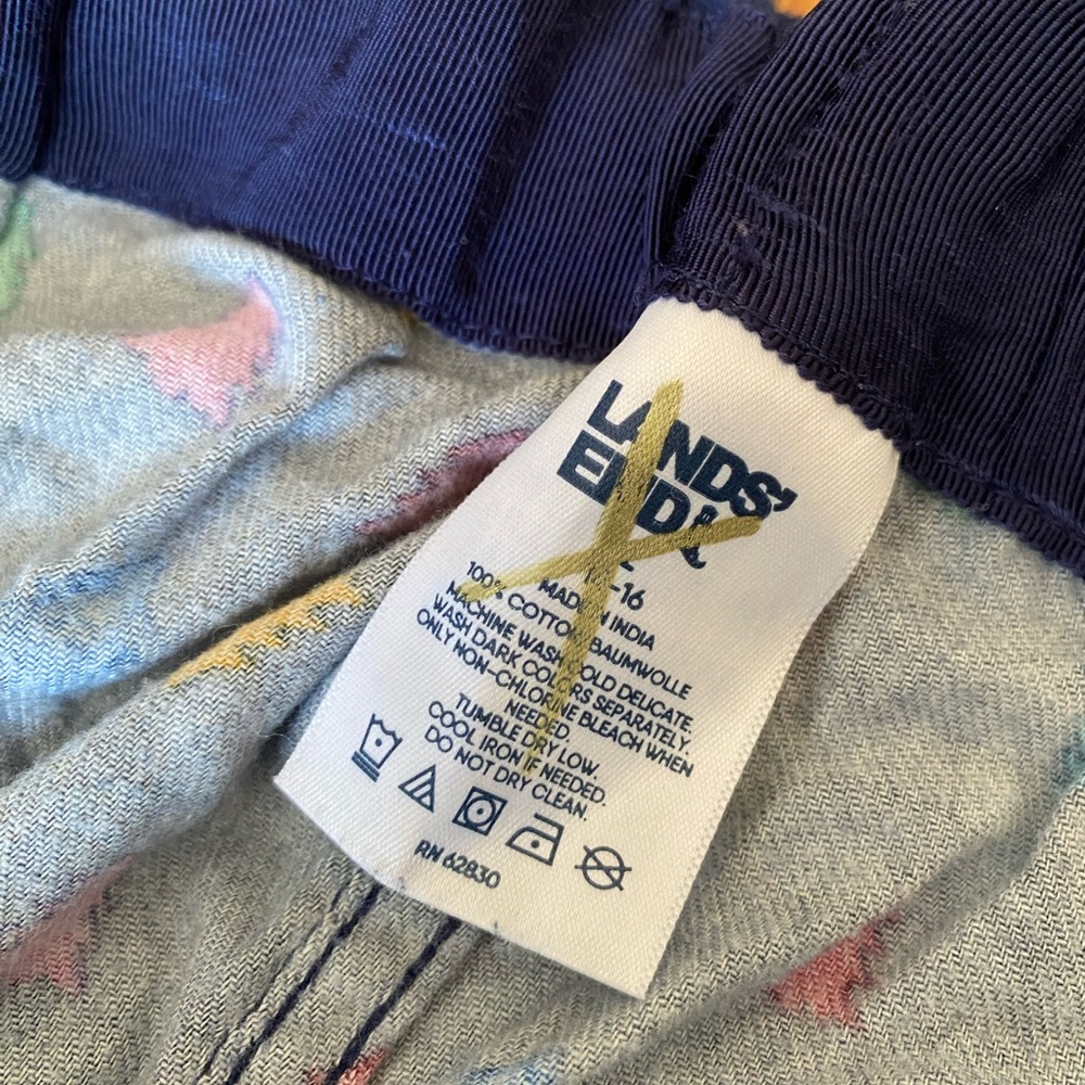 Lands' End Kids Pajama Bottoms - Multicolor Triangle Pattern Size L 14-16 - Picture 2 of 5